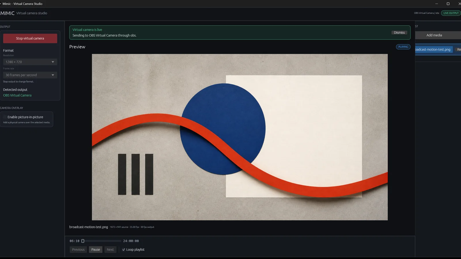 Live output
